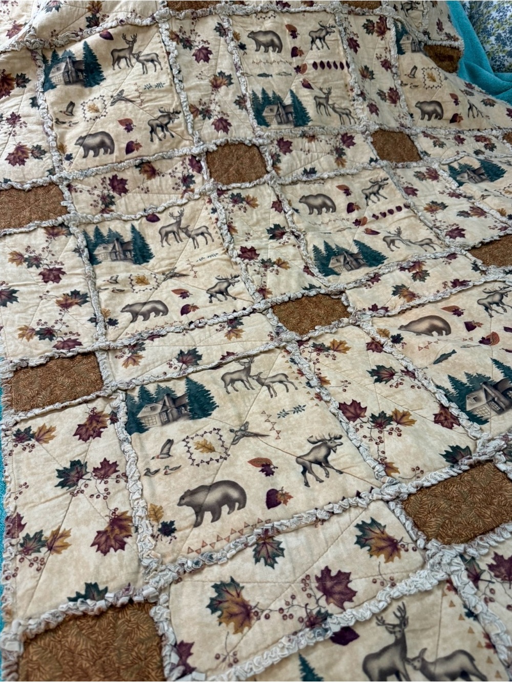 Wildlife Tan 47” X 71” Handmade Quilt - Picture 3 of 12
